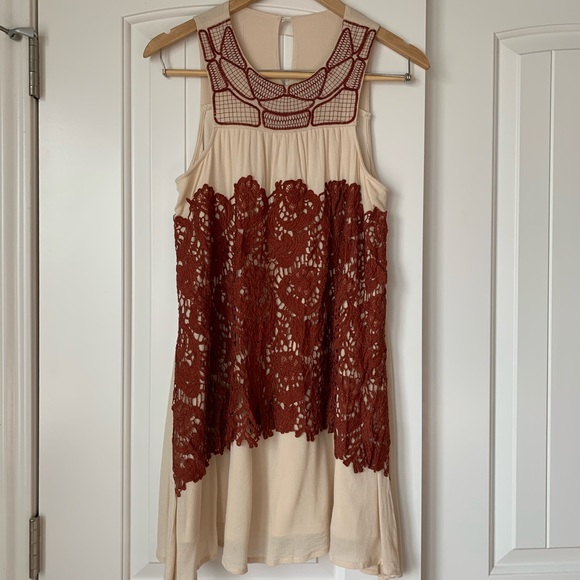 Cream Dress with Crochet Detail (NWT) - Picture 1 of 5